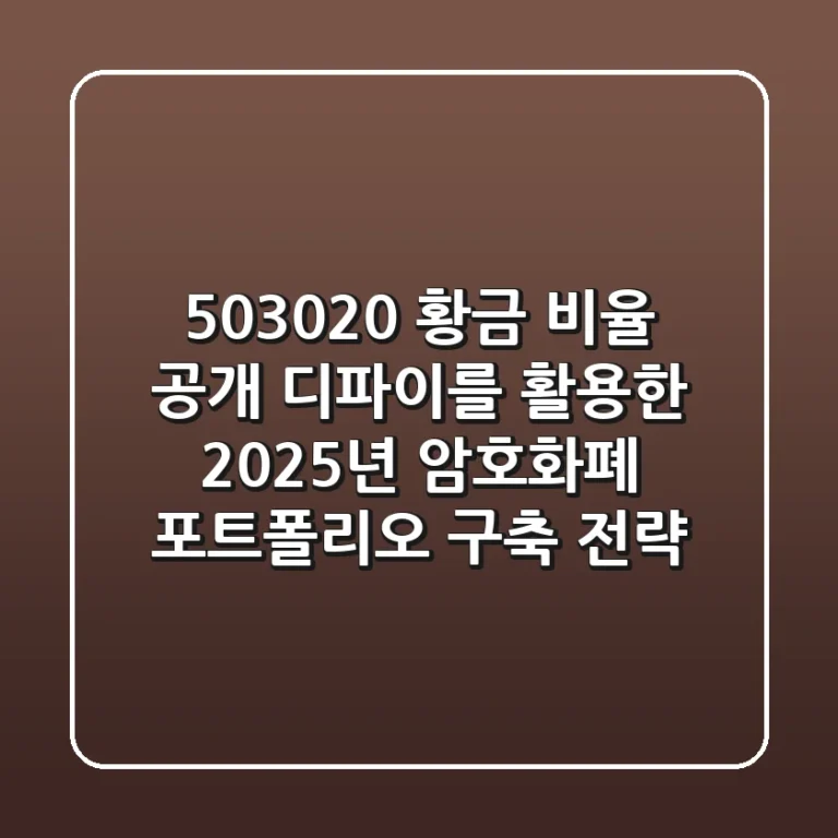 "50:30:20 황금 비율 공개", 디파이를 활용한 2025년 암호화폐 포트폴리오 구축 전략