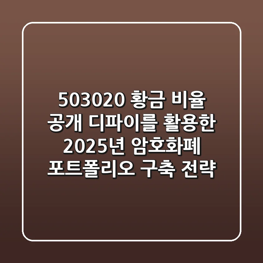 "50:30:20 황금 비율 공개", 디파이를 활용한 2025년 암호화폐 포트폴리오 구축 전략