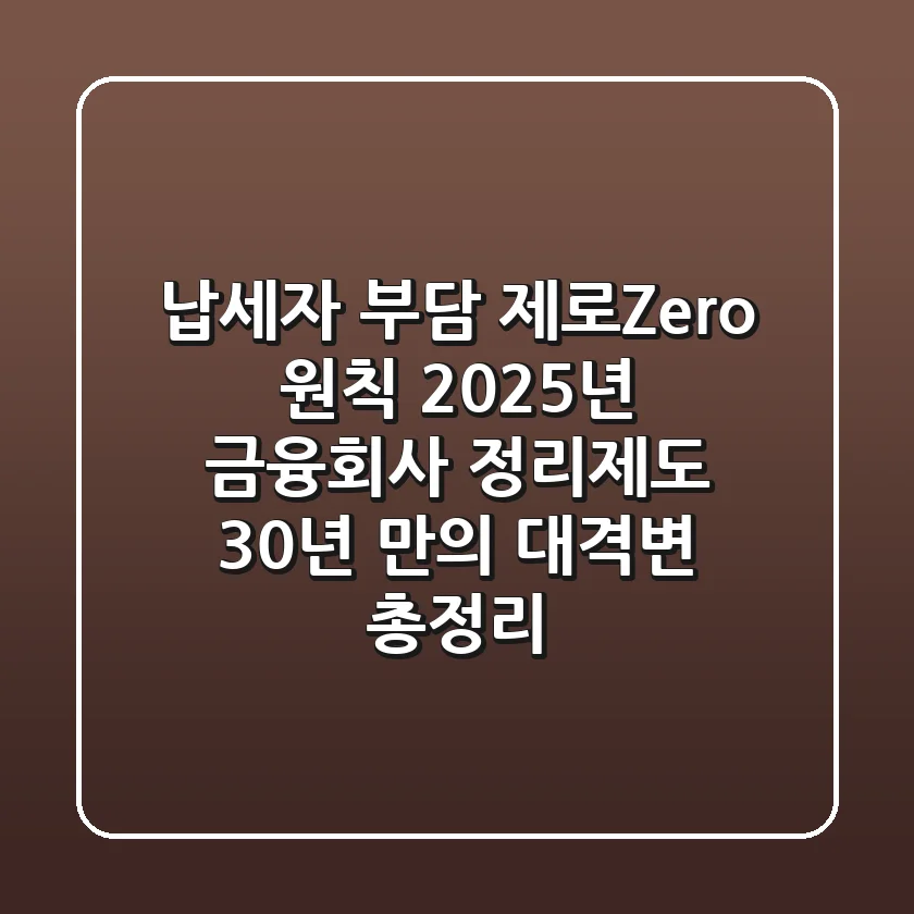 "납세자 부담 제로(Zero) 원칙", 2025년 금융회사 정리제도 30년 만의 대격변 총정리