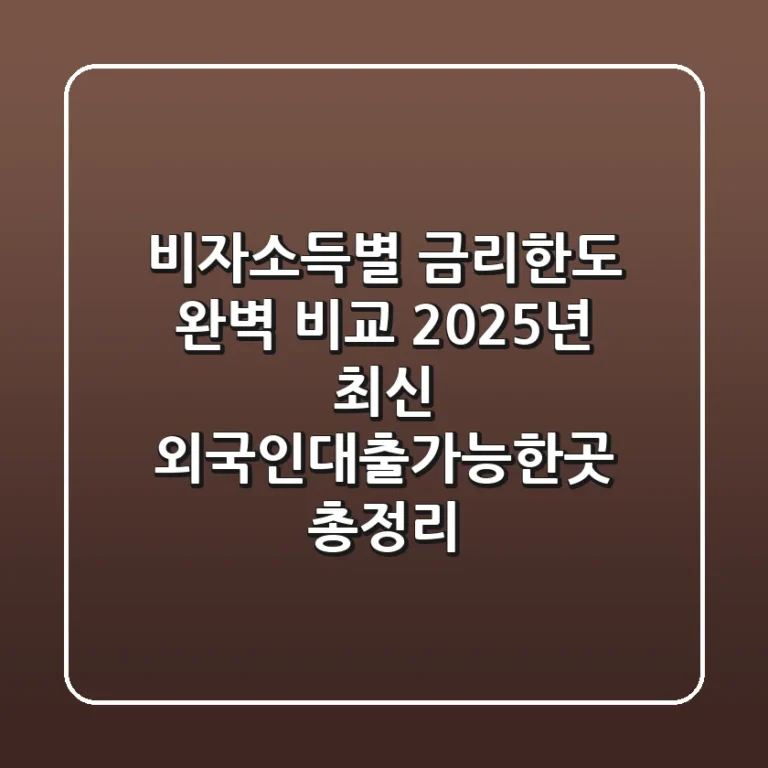"비자/소득별 금리/한도 완벽 비교" 2025년 최신 외국인대출가능한곳 총정리