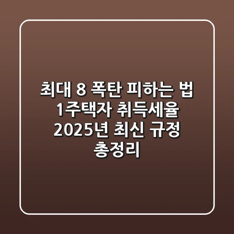 "최대 8% 폭탄 피하는 법", 1주택자 취득세율 2025년 최신 규정 총정리