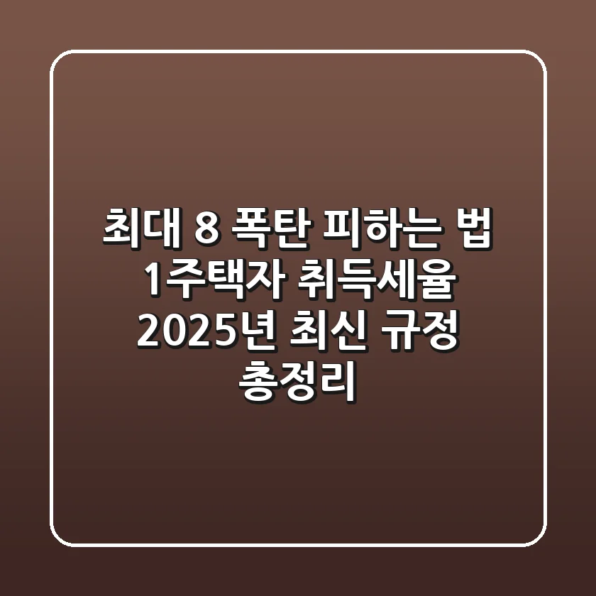 "최대 8% 폭탄 피하는 법", 1주택자 취득세율 2025년 최신 규정 총정리