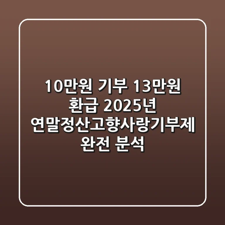 "10만원 기부 13만원 환급?", 2025년 연말정산고향사랑기부제 완전 분석