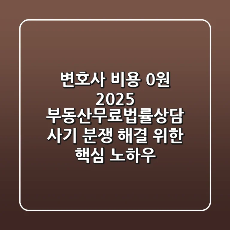 "변호사 비용 0원", 2025 부동산무료법률상담, 사기 분쟁 해결 위한 핵심 노하우