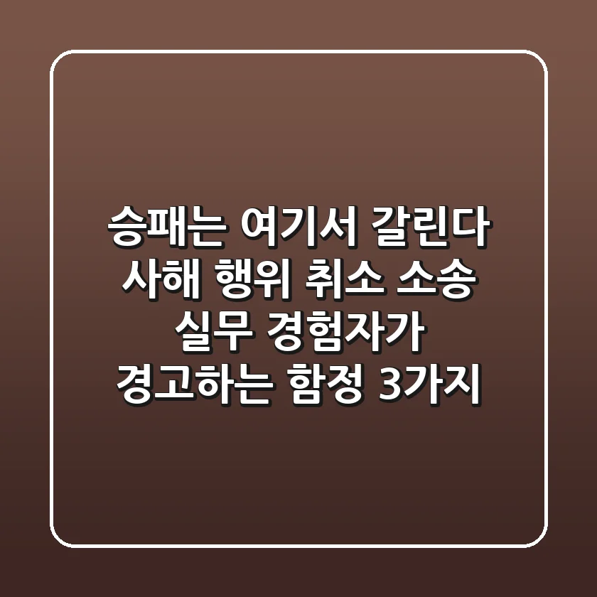 "승패는 여기서 갈린다", 사해 행위 취소 소송 실무 경험자가 경고하는 함정 3가지