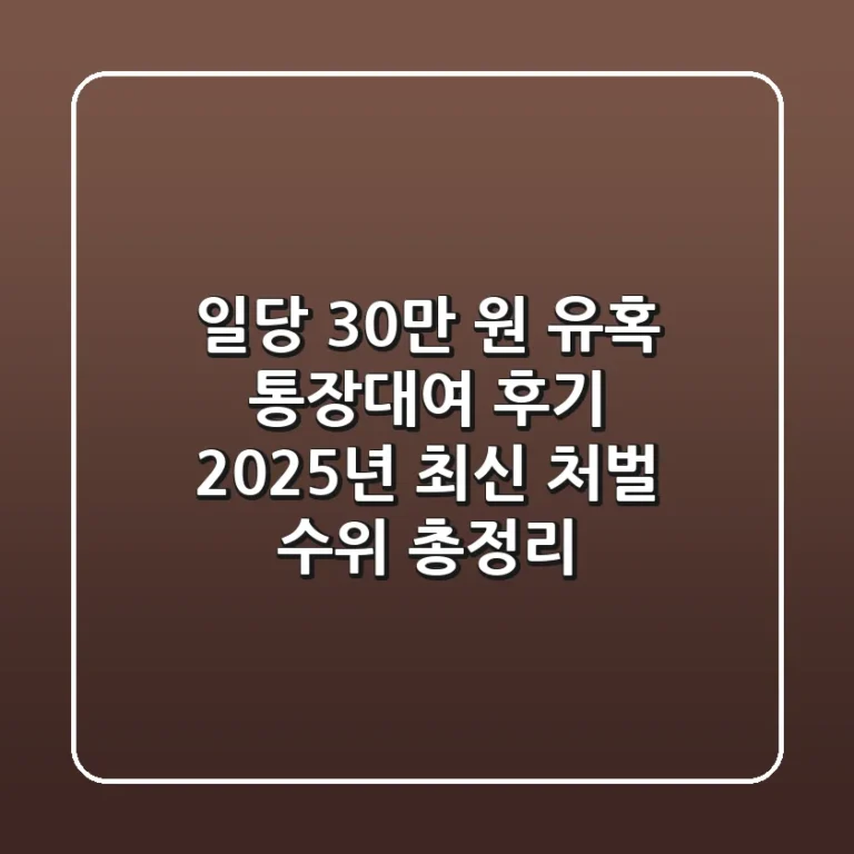 "일당 30만 원 유혹", 통장대여 후기, 2025년 최신 처벌 수위 총정리