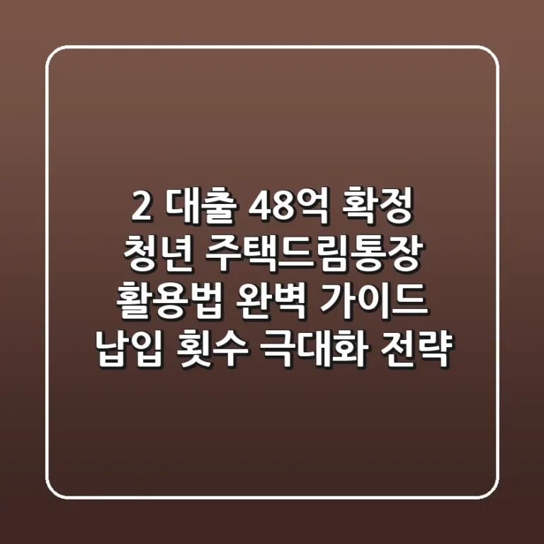 "2% 대출 4.8억 확정", 청년 주택드림통장 활용법 완벽 가이드: 납입 횟수 극대화 전략