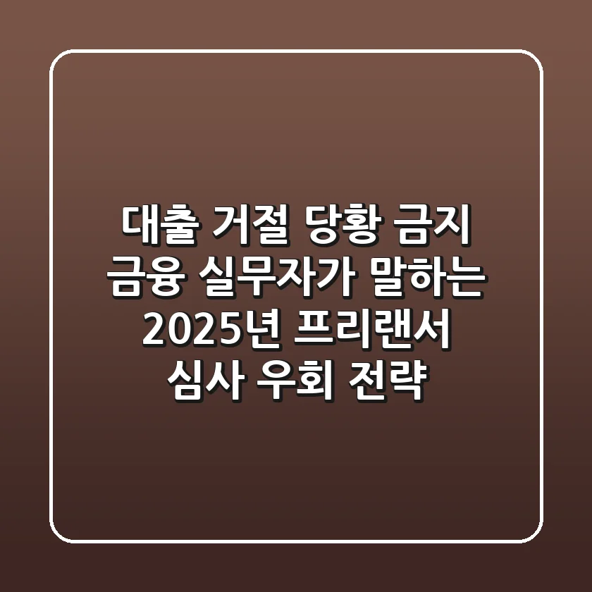 "대출 거절, 당황 금지", 금융 실무자가 말하는 2025년 프리랜서 심사 우회 전략