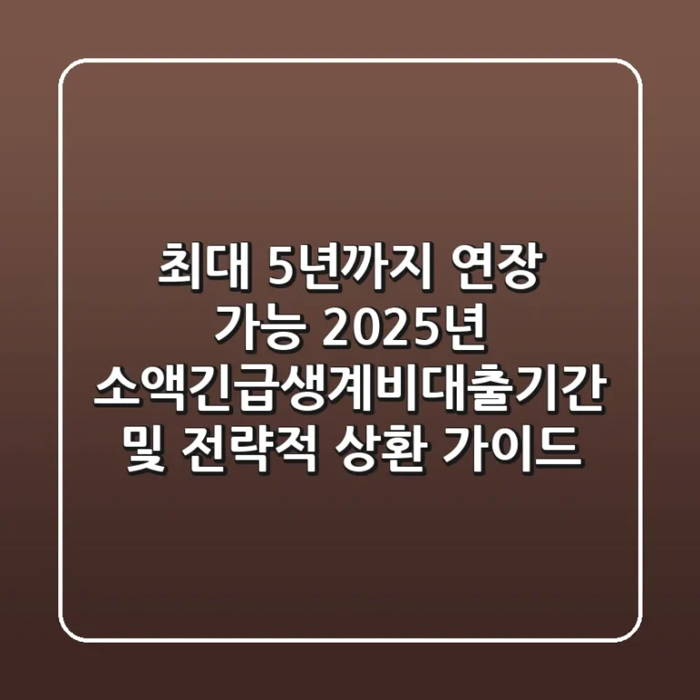 "최대 5년까지 연장 가능", 2025년 소액긴급생계비대출기간 및 전략적 상환 가이드
