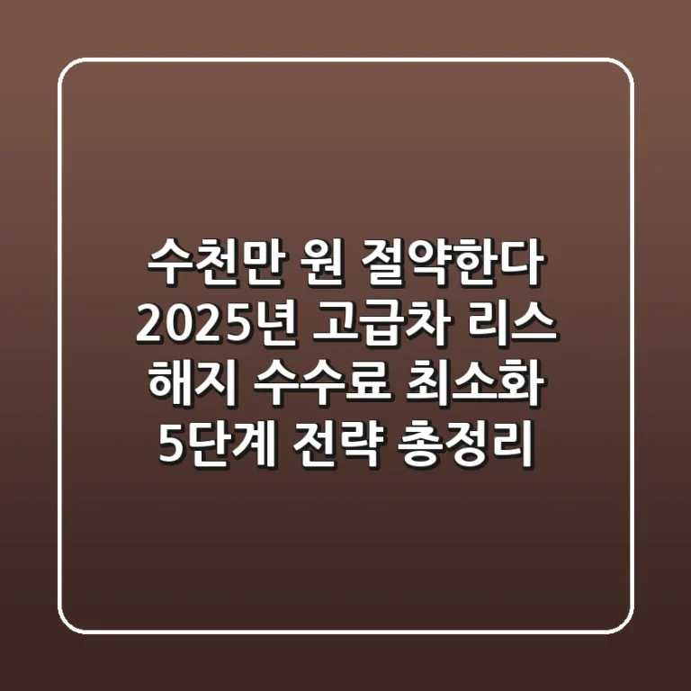 "수천만 원 절약한다" 2025년 고급차 리스 해지 수수료 최소화 5단계 전략 총정리
