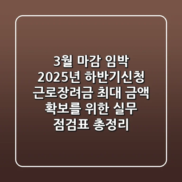 "3월 마감 임박!", 2025년 하반기신청 근로장려금 최대 금액 확보를 위한 실무 점검표 총정리