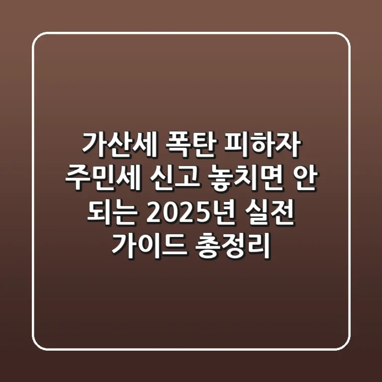 "가산세 폭탄 피하자", 주민세 신고 놓치면 안 되는 2025년 실전 가이드 총정리