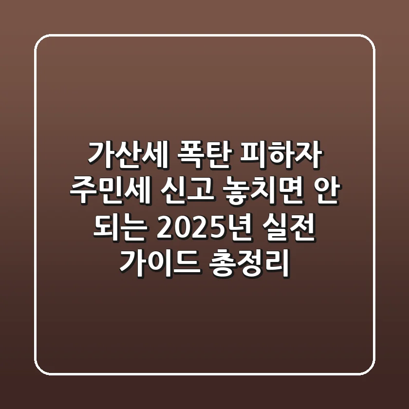 "가산세 폭탄 피하자", 주민세 신고 놓치면 안 되는 2025년 실전 가이드 총정리