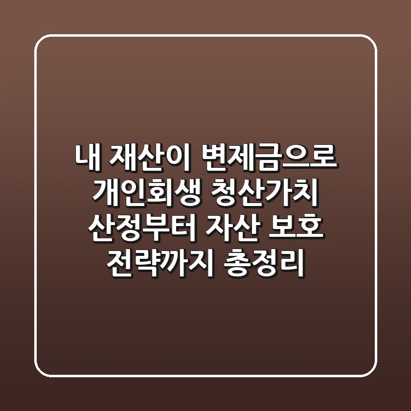 "내 재산이 변제금으로?", 개인회생 청산가치 산정부터 자산 보호 전략까지 총정리