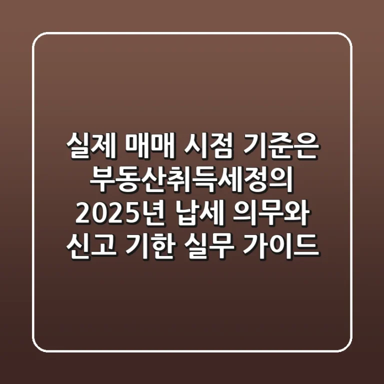 "실제 매매 시점 기준은?", 부동산취득세정의, 2025년 납세 의무와 신고 기한 실무 가이드