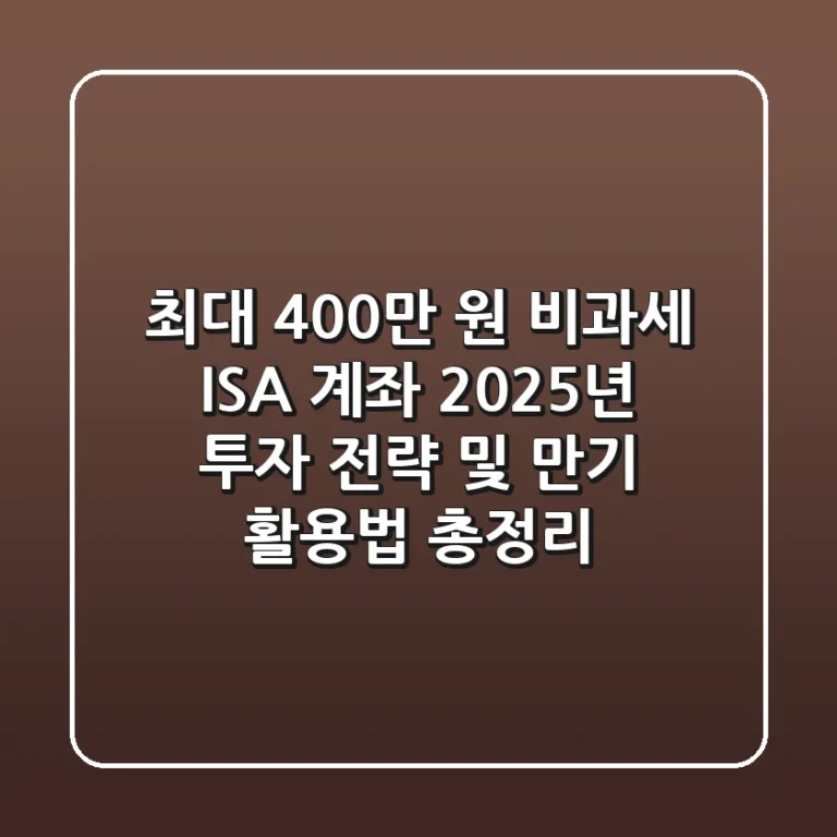 "최대 400만 원 비과세", ISA 계좌, 2025년 투자 전략 및 만기 활용법 총정리