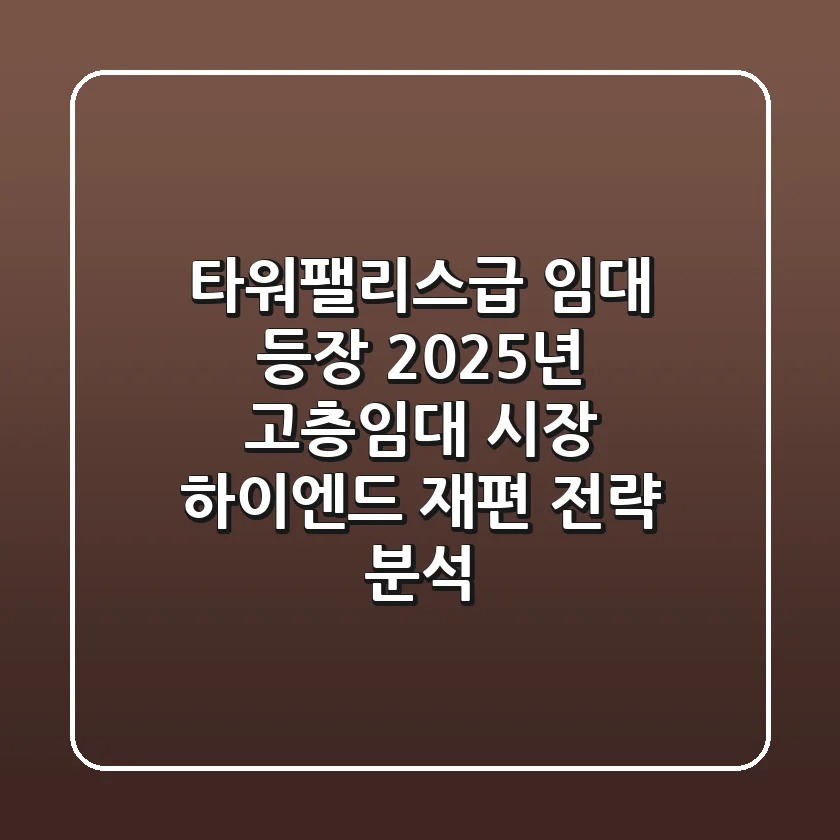 "타워팰리스급 임대 등장", 2025년 고층임대 시장 하이엔드 재편 전략 분석