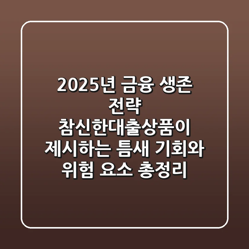 "2025년 금융 생존 전략", 참신한대출상품이 제시하는 틈새 기회와 위험 요소 총정리