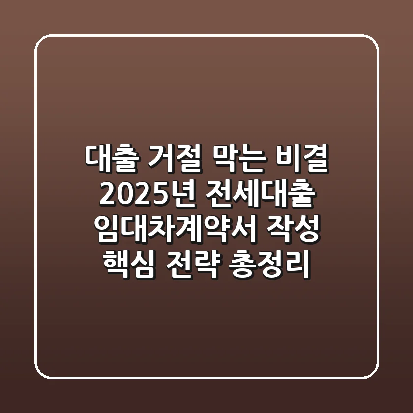 "대출 거절 막는 비결", 2025년 전세대출 임대차계약서 작성 핵심 전략 총정리