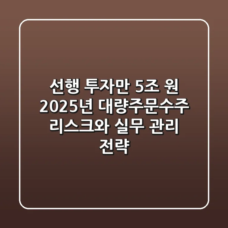 "선행 투자만 5조 원", 2025년 대량주문수주 리스크와 실무 관리 전략