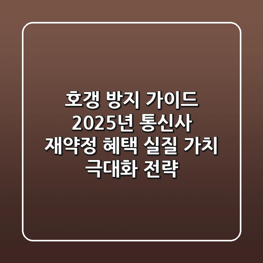 "호갱 방지 가이드", 2025년 통신사 재약정 혜택 실질 가치 극대화 전략