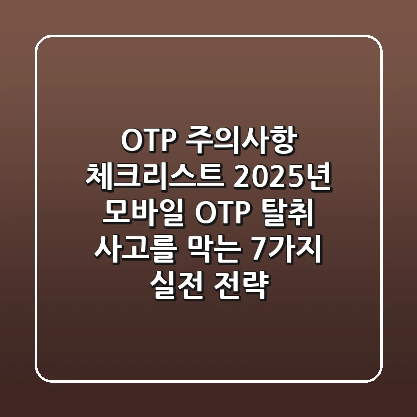 "OTP 주의사항 체크리스트: 2025년, 모바일 OTP 탈취 사고를 막는 7가지 실전 전략"