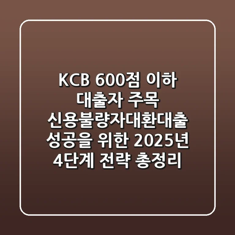 "KCB 600점 이하 대출자 주목", 신용불량자대환대출 성공을 위한 2025년 4단계 전략 총정리