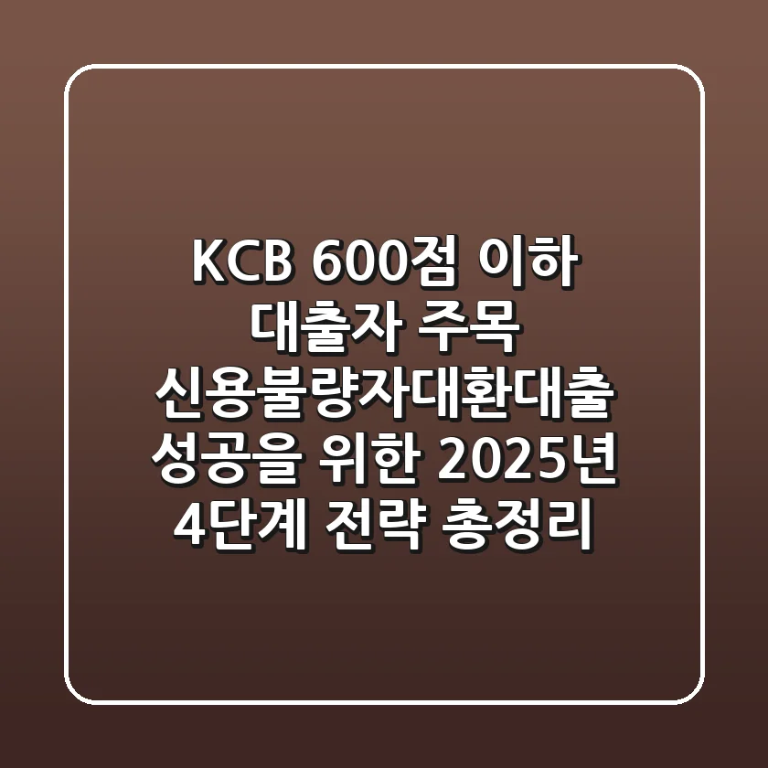 "KCB 600점 이하 대출자 주목", 신용불량자대환대출 성공을 위한 2025년 4단계 전략 총정리