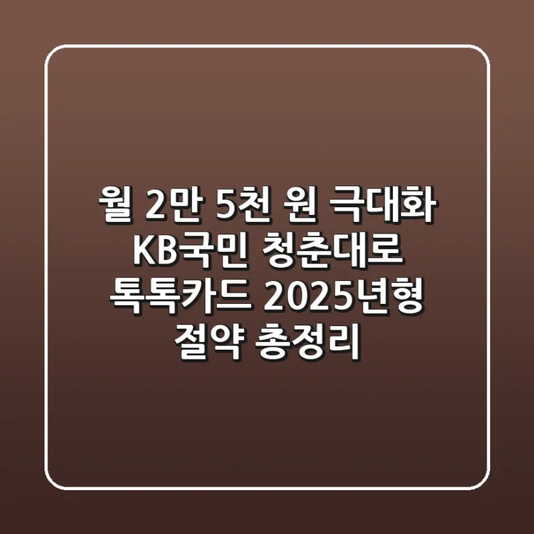 "월 2만 5천 원 극대화", KB국민 청춘대로 톡톡카드 2025년형 절약 총정리