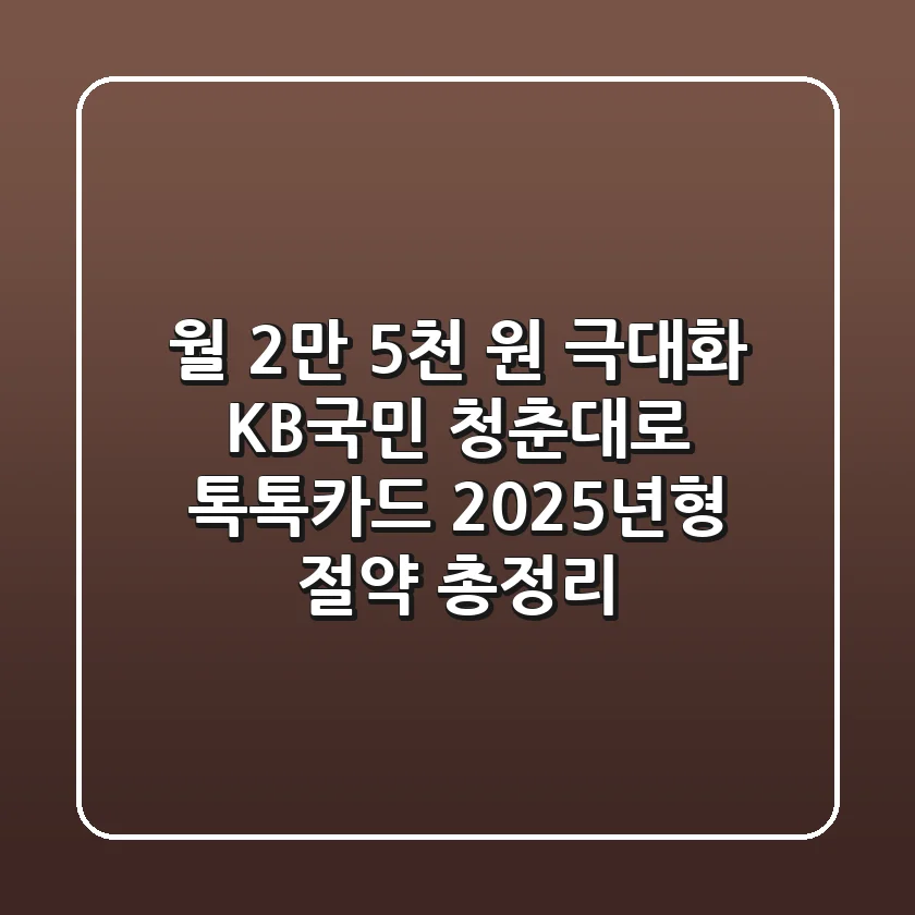 "월 2만 5천 원 극대화", KB국민 청춘대로 톡톡카드 2025년형 절약 총정리