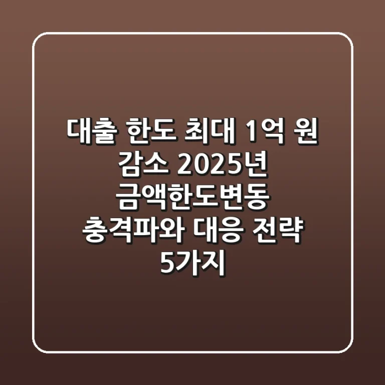 "대출 한도 최대 1억 원 감소?", 2025년 금액한도변동 충격파와 대응 전략 5가지