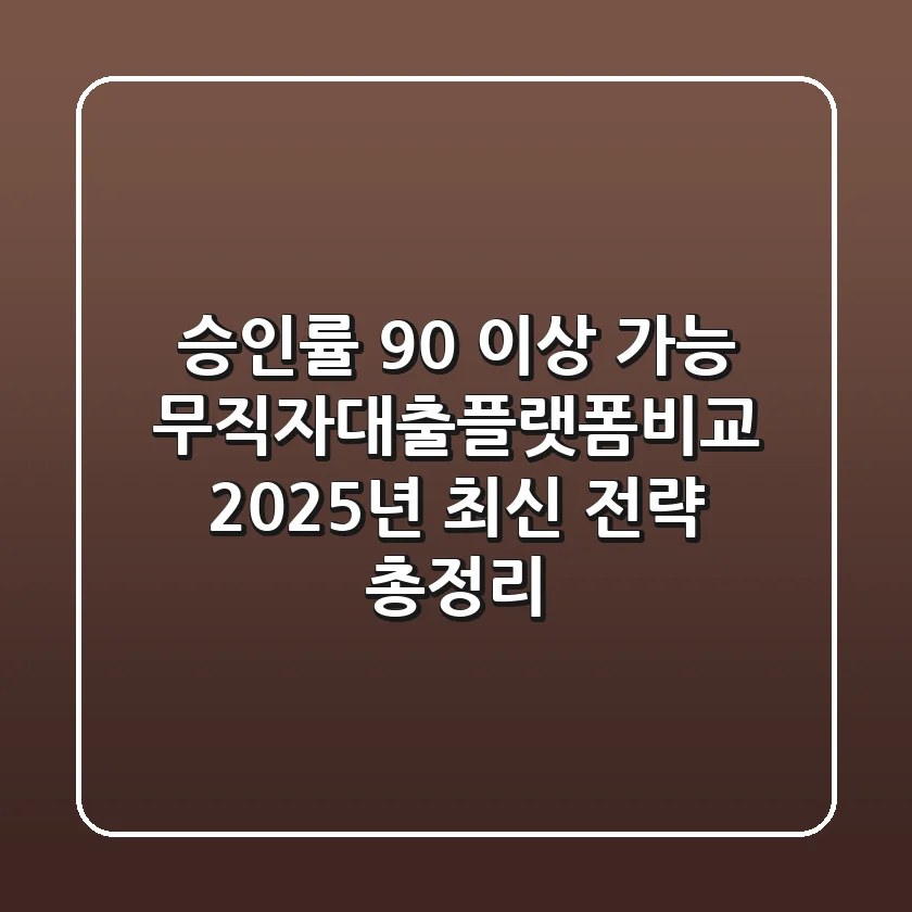 "승인률 90% 이상 가능?", 무직자대출플랫폼비교 2025년 최신 전략 총정리