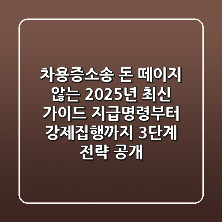 "차용증소송, 돈 떼이지 않는 2025년 최신 가이드", 지급명령부터 강제집행까지 3단계 전략 공개