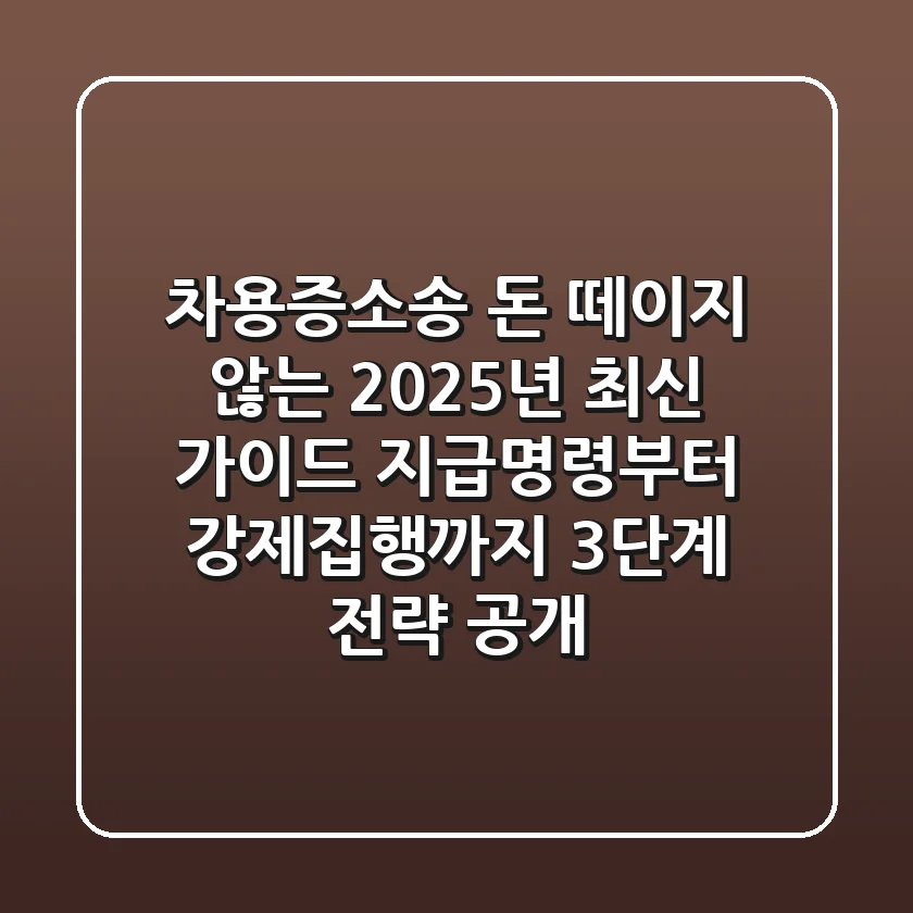 "차용증소송, 돈 떼이지 않는 2025년 최신 가이드", 지급명령부터 강제집행까지 3단계 전략 공개