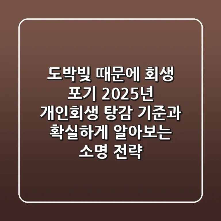 "도박빚 때문에 회생 포기?", 2025년 개인회생 탕감 기준과 확실하게 알아보는 소명 전략