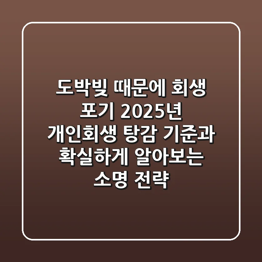 "도박빚 때문에 회생 포기?", 2025년 개인회생 탕감 기준과 확실하게 알아보는 소명 전략
