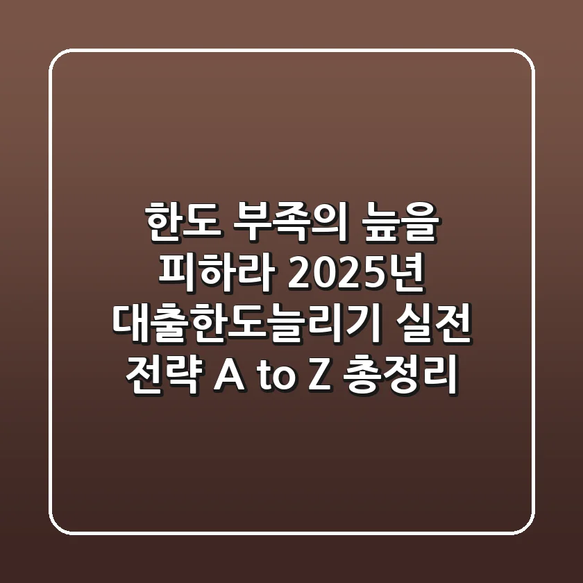 "한도 부족의 늪을 피하라", 2025년 대출한도늘리기 실전 전략 A to Z 총정리