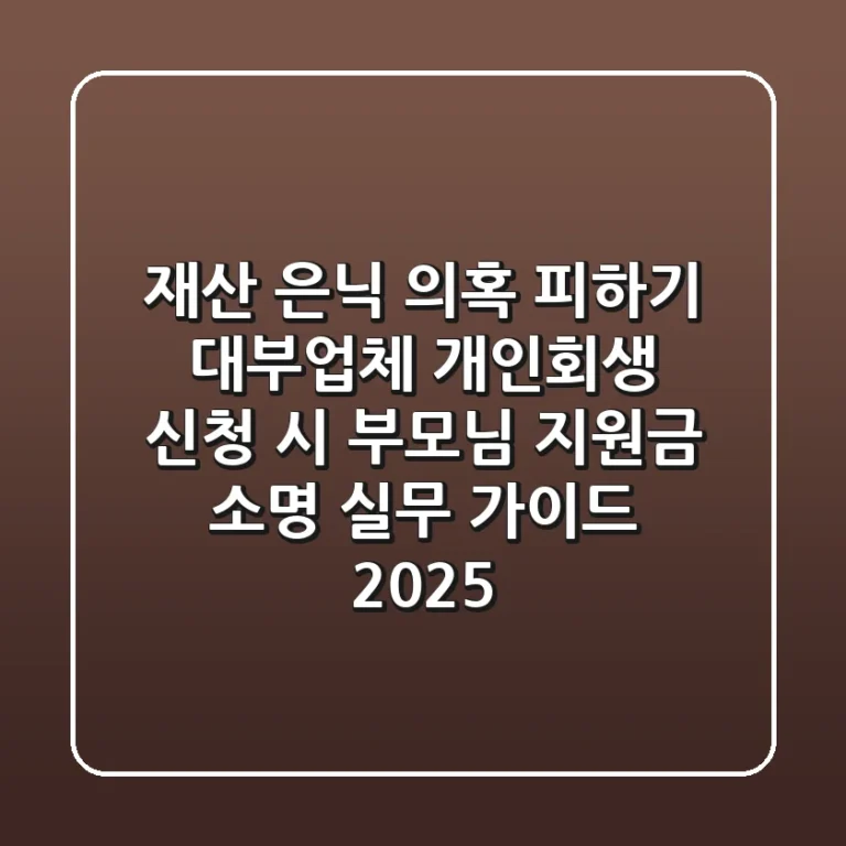 "재산 은닉 의혹 피하기", 대부업체 개인회생 신청 시 부모님 지원금 소명 실무 가이드 2025