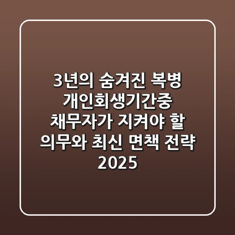 "3년의 숨겨진 복병", 개인회생기간중 채무자가 지켜야 할 의무와 최신 면책 전략 2025