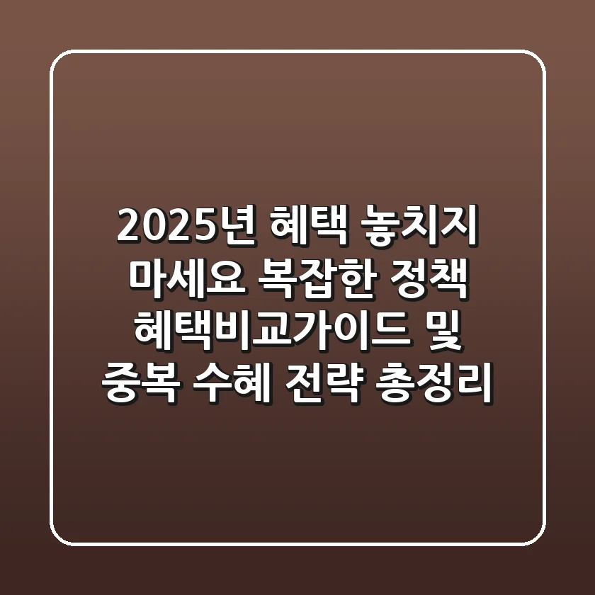 "2025년 혜택, 놓치지 마세요!", 복잡한 정책 혜택비교가이드 및 중복 수혜 전략 총정리