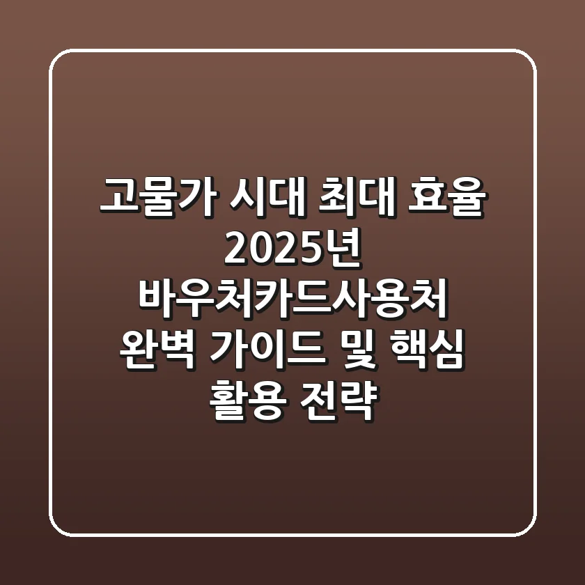"고물가 시대 최대 효율", 2025년 바우처카드사용처 완벽 가이드 및 핵심 활용 전략
