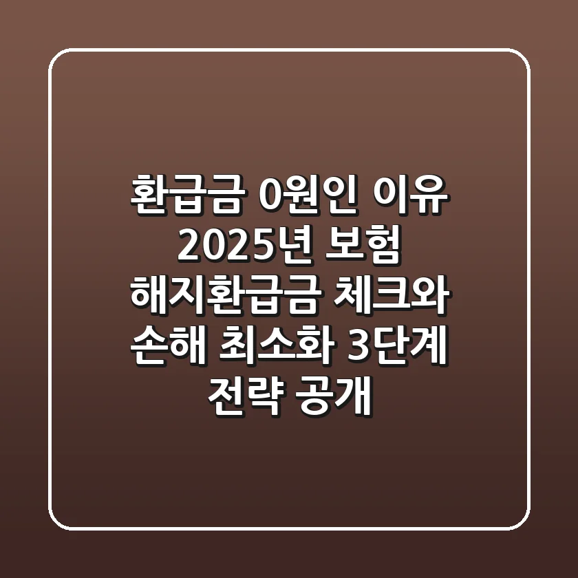 "환급금 0원인 이유?", 2025년 보험 해지환급금 체크와 손해 최소화 3단계 전략 공개