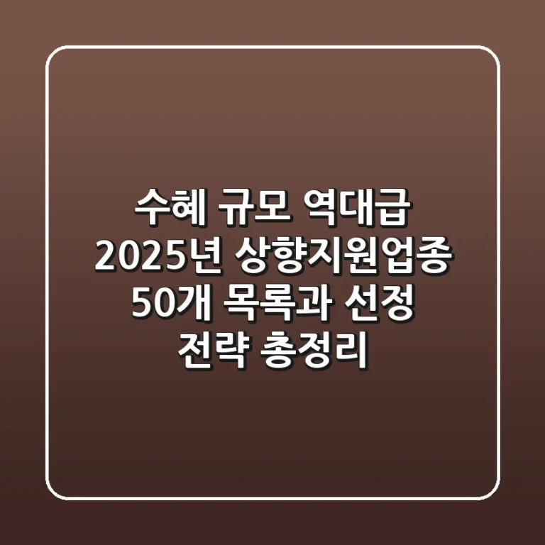 "수혜 규모 역대급", 2025년 상향지원업종 50개 목록과 선정 전략 총정리