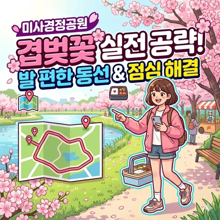 미사경정공원 겹벚꽃 실전 공략, 발 편한 동선과 점심 고민 해결하기