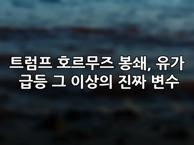 트럼프 호르무즈 봉쇄, 유가 급등 그 이상의 진짜 변수