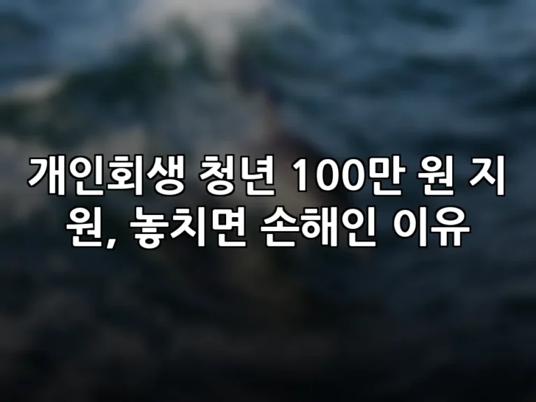 개인회생 청년 100만 원 지원, 놓치면 손해인 이유